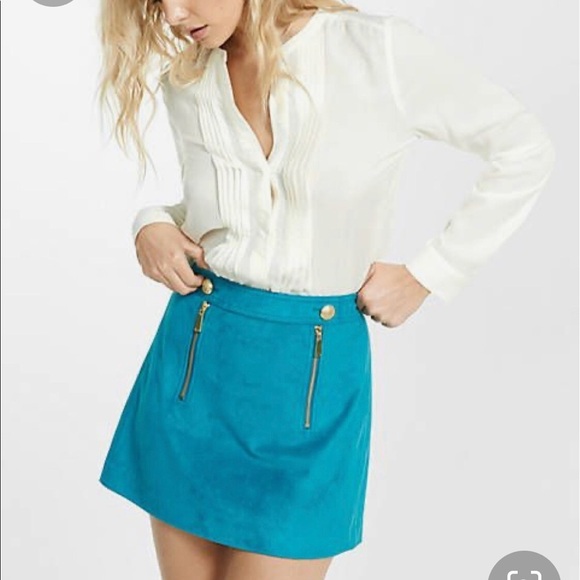 Express Dresses & Skirts - Faux Suede teal skirt -Size 12​
